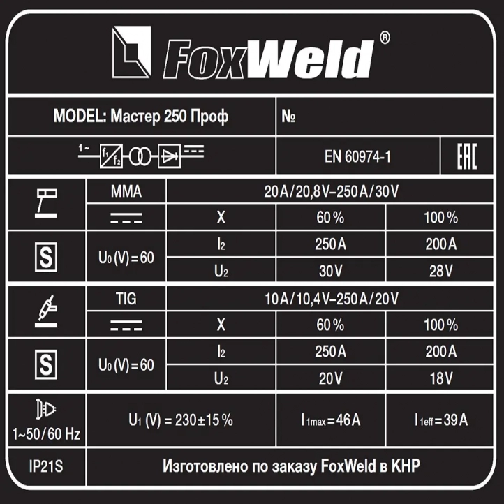 FoxWeld Мастер 250 Проф