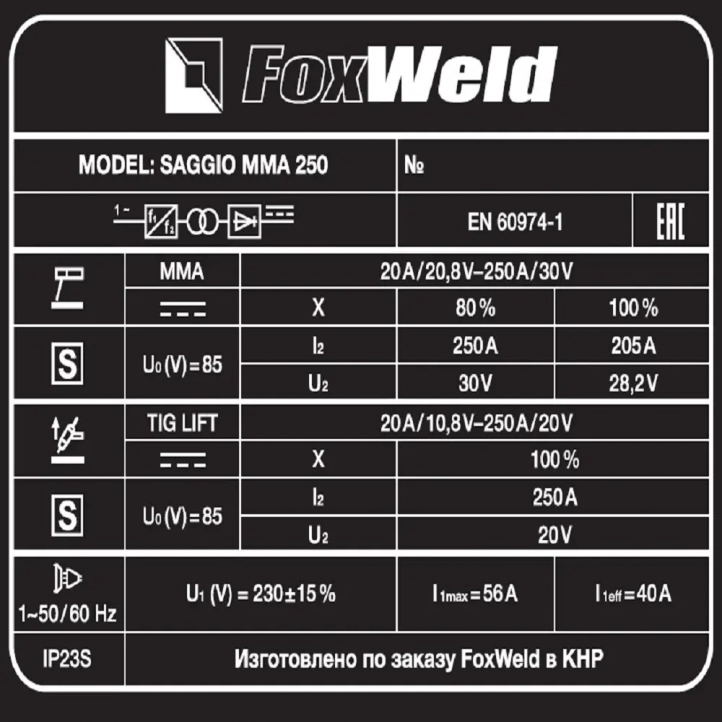 FoxWeld Saggio MMA 250