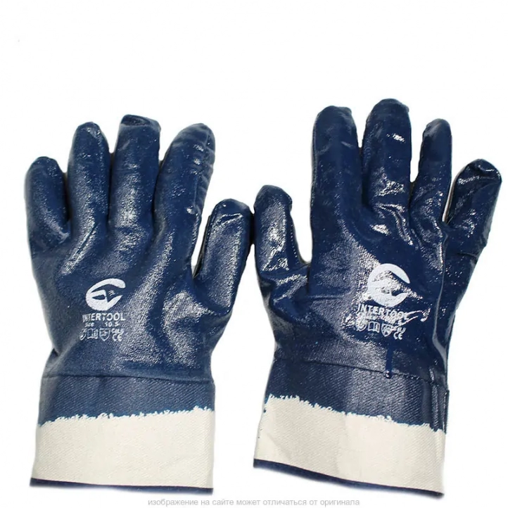 Надёжные перчатки с нитриловым покрытием (крага) синие